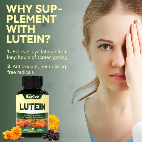 Miniatura 6 de Luteína para ojos, luteína 20 mg, suplementos de luteína y zeaxantina, suplementos para los ojos, alivio de la fatiga ocular y apoyo para la salud