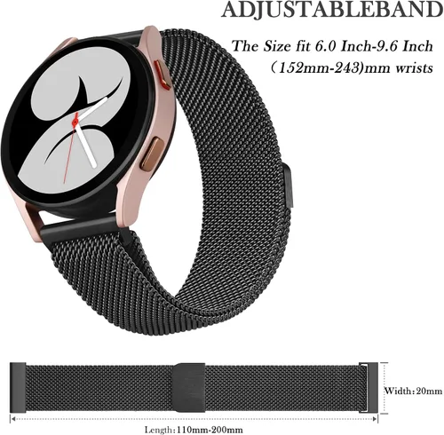 Miniatura 4 de Wanme Correa de repuesto para Samsung Galaxy Watch 4 de 1.575 in y 1.732 in, Galaxy Watch 4 Classic de 1.654 in y 1.811 in, para mujeres y hombres