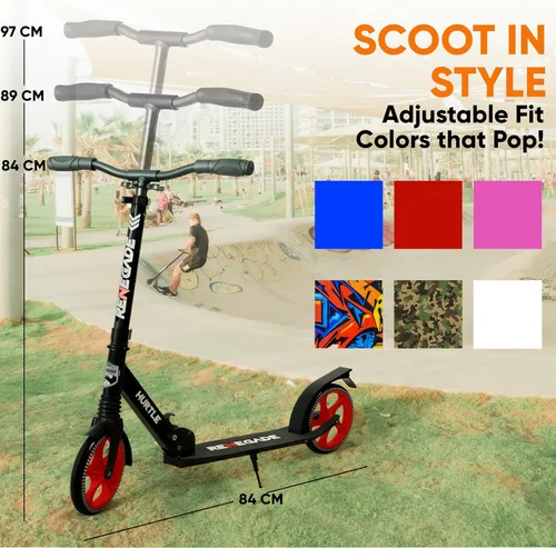 Miniatura 3 de Hurtle Renegade Kick Scooter for Kids, Teenagers & Adults - 2-Wheel Folding Scooter with Adjustable T-Bar Handlebar - Alloy Anti-Slip Deck