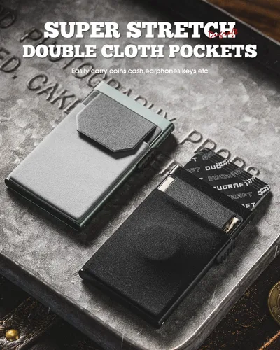 Miniatura 24 de DUGRAFT Tarjetero para tarjetas de crédito con bolsillo para dinero, minimalista, delgado, de aluminio, de metal, para hombres, con bloqueo RFID