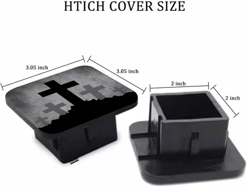 Miniatura 2 de Christian Cross - Cubiertas de enganche trasero para automóvil, diseño de grunge, diseño de lápida cruzada, cuadrada, para remolque, inserción
