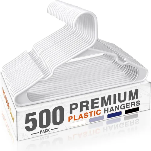Miniatura 14 de HOUSE DAY Perchas de Plástico Premium Paquete de 10, Perchas para Ropa que Ahorran Espacio, Colgador Resistente para Abrigos - Organizadores