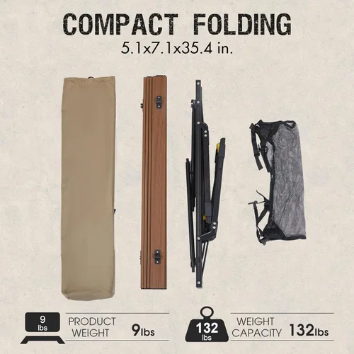 Miniatura 7 de Mesa de camping plegable portátil de Portal Mesa de campamento ultra ligera mesa plegable de campamento 4 patas ajustables mesa de aluminio Marrón