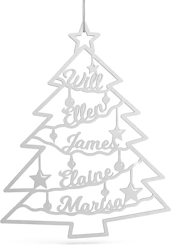 Miniatura 7 de Adorno personalizado para árbol de Navidad 2025, nombres cortados con láser, miembros de la familia, acero inoxidable, decoraciones de Navidad