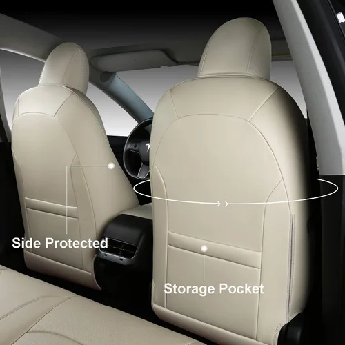 Miniatura 5 de Funda INCH EMPIRE para asiento de coche, ajuste personalizado para Tesla Model 3, protector de cojín de asiento de cuero sintético para 2017 2018