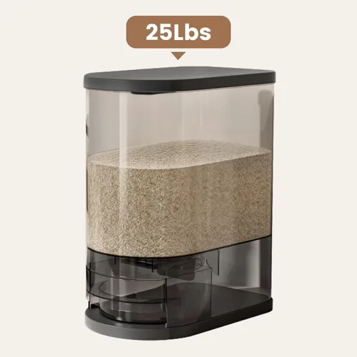 Miniatura 8 de SYNCVIBE Dispensador grande de arroz de 22 a 25 libras, dispensador de cereales, contenedor de almacenamiento de alimentos con taza medidora, Negro