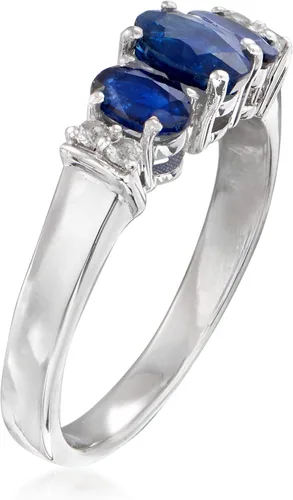 Miniatura 3 de Ross-Simons 0.88 ct. t.w. Sapphire Ring With White Topaz Accents in Sterling Silver