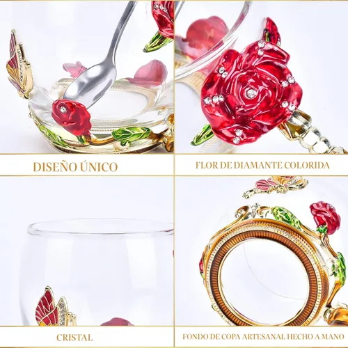 Miniatura 3 de OEAGO Regalos para Mamá Mujeres Rellenos de Media para Mujeres Navidad Taza de Café de Cristal con Esmaltes Regalos del Día de San Valentín para Rojo