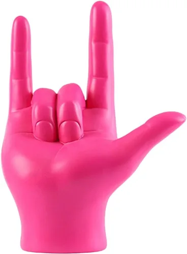 MagiDeal Modern Love You - Estatua de gesto de dedo, escultura de mano de roca, manualidades coleccionables para centro de mesa, escritorio, Rosa
