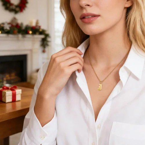Miniatura 5 de Collar con dije de letra de inicial para mujer, chapado en oro de 18 quilates, para dama de honor, regalo para niñas