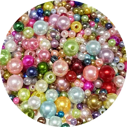 Miniatura 12 de Cuentas de perlas mixtas de 30 a 0.315 in, perlas redondas sueltas de satén, cuentas de plástico para hacer joyas, aretes, pulseras, collares