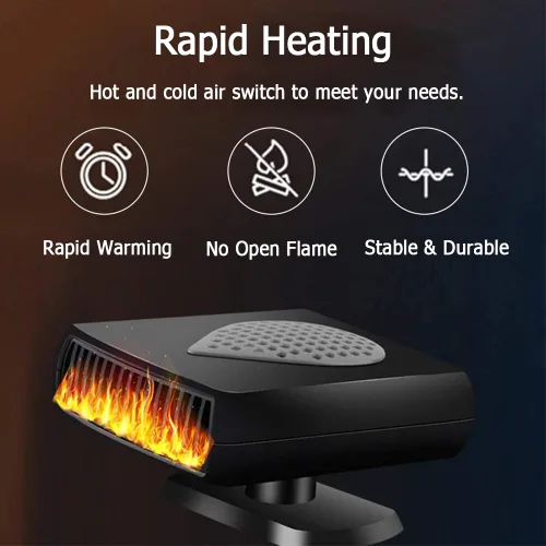 Miniatura 3 de MACHSWON Calentador portátil de coche para desempañador de ventana, ventilador de refrigeración caliente y térmica de cerámica de 12 V, encendedor