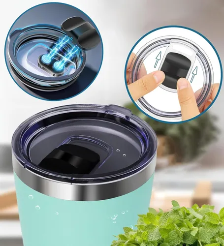 Miniatura 4 de Tapa para vaso Yeti de 30 onzas, taza de 14 onzas y popote de 35 onzas, cubierta de tapa a prueba de derrames, con interruptor deslizante magnético