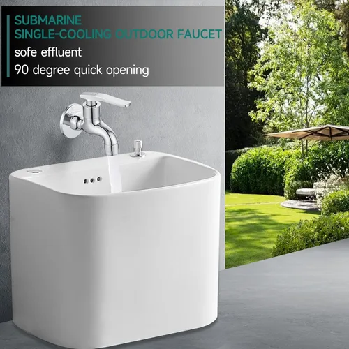Miniatura 3 de SUBMARINE Grifo de latón plateado para exteriores, grifo de pared con interfaz G1/2 pulgadas, utilizado para fregadero, balcón y jardín (cromado)