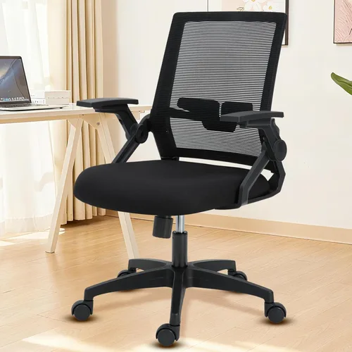 Miniatura 7 de Silla de oficina ergonómica, silla de escritorio de 400 libras con brazos abatibles y soporte lumbar, silla giratoria de trabajo rodante con malla
