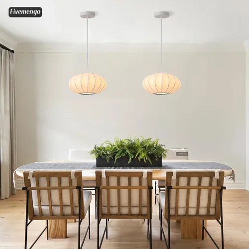 Miniatura 6 de Lámpara colgante de linterna pequeña de 11.5 pulgadas, pantalla de seda de imitación, luz colgante de burbujas blancas, lámpara colgante grande