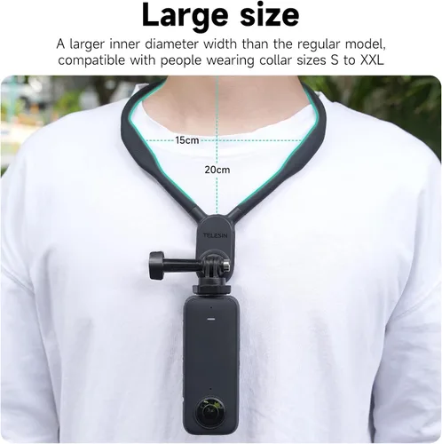 Miniatura 2 de TELESIN Soporte de collar con soporte para cuello SE para GoPro, cabeza pecho hombro POV selfie adjuntar para Go Pro Hero 13 Hero 12 11 10 9 8 7
