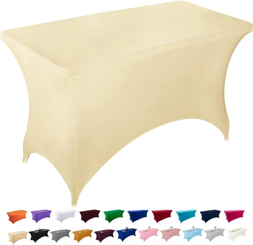 Miniatura 35 de Peomeise - Funda de mesa de elastano de 4 pies, mantel rectangular elástico de elastano (verde manzana, 4 pies)