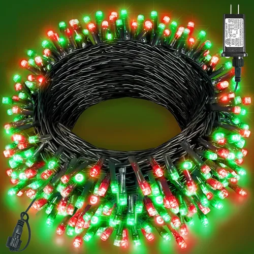 Miniatura 23 de 120 luces LED de Navidad de 40 pies para exteriores, guirnalda de luces de Navidad naranja impermeable, 8 modos de luces conectables para árbol