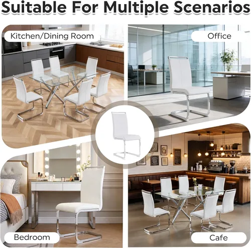 Miniatura 7 de Baysitone Juego de 2 sillas de comedor modernas, sillas laterales y de cocina con respaldo alto acolchado de piel sintética, para comedor, cocina