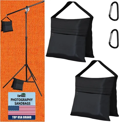 Eurmax USA Photography - Bolsas de peso de arena resistentes para equipos de fotografía de video, soporte de fondo, soporte de luz, trípode para