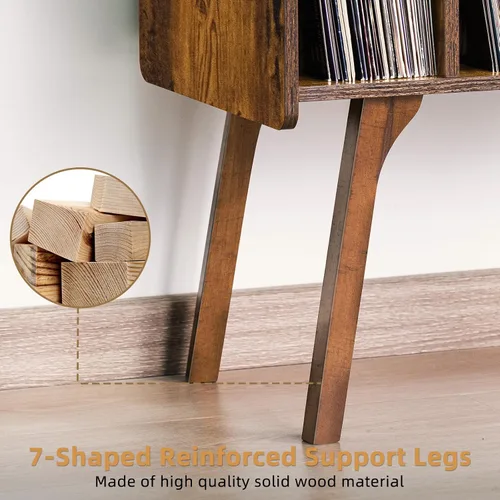 Miniatura 6 de LELELINKY Soporte para Tocadiscos, Mesa de Almacenamiento de Discos de Vinilo con 4 Gabinetes para Hasta 120 Álbumes, Soporte para Tocadiscos