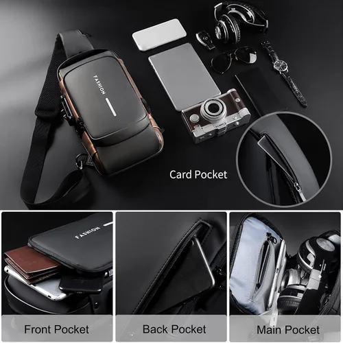 Miniatura 6 de FANDARE - Bolso de hombro para negocios, bolsa de pecho antirrobo con USB Azul