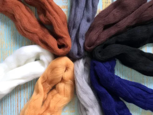 Miniatura 4 de T.F GHG Hilo de lana para fieltro de aguja, juego de 8 colores, 15 G/color, total 4.23 onzas, 100% lana natural, fibra de lana para hilo de fieltro