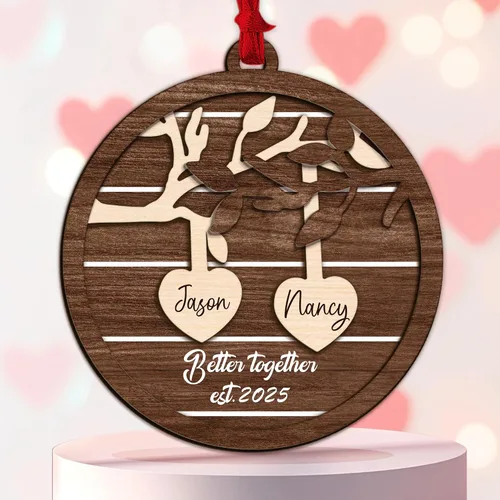Miniatura 16 de Adorno personalizado para el primer aniversario, recuerdo romántico de corazón de cerámica con nombres y año, regalo para parejas, decoración única