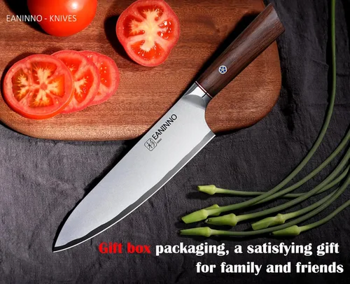 Miniatura 7 de Cuchillo de chef japonés de acero de alto carbono de 8 pulgadas, cuchillo de cocina profesional afilado para cortar carne y verduras con mango
