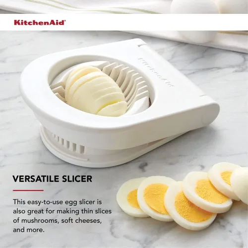 Miniatura 5 de KitchenAid Cortador de huevos clásico con alambres de acero inoxidable, 9 pulgadas, blanco