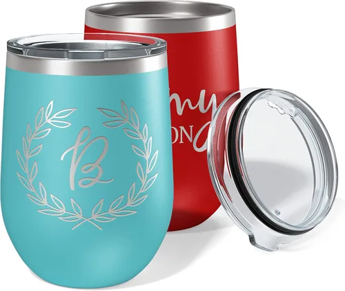 Miniatura 15 de Regalos para el Día de la Madre para mamá, vaso de vino personalizado con tapa, 12 onzas, negro, regalos personalizados para mujeres, vasos aislados