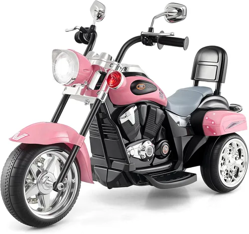 Miniatura 12 de Costzon Motocicleta Infantil, Motocicleta Chopper de Paseo con Batería de 6 V, con Claxon, Faro, 3 Ruedas, Juguetes de Paseo Estables, Motocicleta