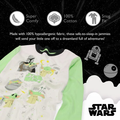 Miniatura 3 de Star Wars Boys The Mandalorian 4-Piece Snug-fit Cotton Pajama Set
