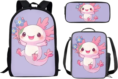 Miniatura 28 de Paquete de 3 bolsas escolares con estampado de bandera estadounidense para niños, mochila de gran capacidad para laptop, con cremallera, estuche