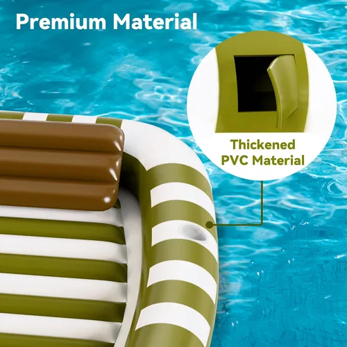 Miniatura 3 de Pool Wave - Flotadores inflables para tumbona de piscina, cama de bronceado grande de 80 x 66 pulgadas para adultos y niños, balsa flotante con Verde