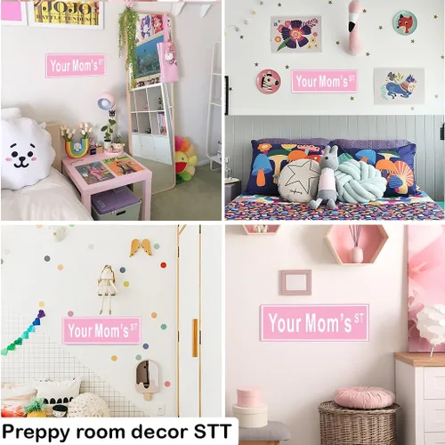 Miniatura 3 de Decoración de habitación preppy, letrero de texto en inglés "Your Mom's St Sign" - Decoración de habitación para niñas adolescentes, 6 x 15 pulgadas