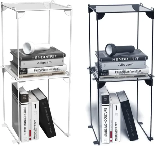 Neudeco Estante de malla para casillero, organizador apilable extra alto, plegable y construcción de metal, se adapta a casilleros escolares de