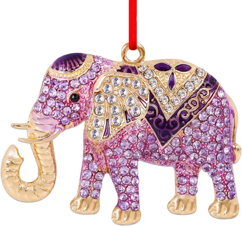 Miniatura 9 de D24TIME Adorno de Navidad de elefante, adorno de metal verde azulado para árbol de Navidad, amistad, hermandad, elefante, adornos para mujeres
