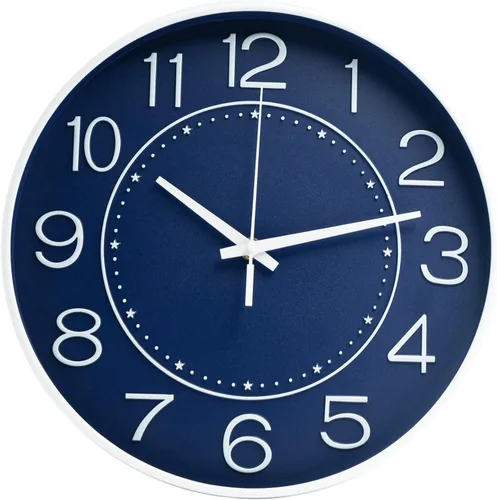 Miniatura 17 de HZDHCLH Reloj de pared pequeño de 10 pulgadas, funciona con pilas, reloj de cuarzo azul para pared, silencioso sin tictac, moderno reloj de pared