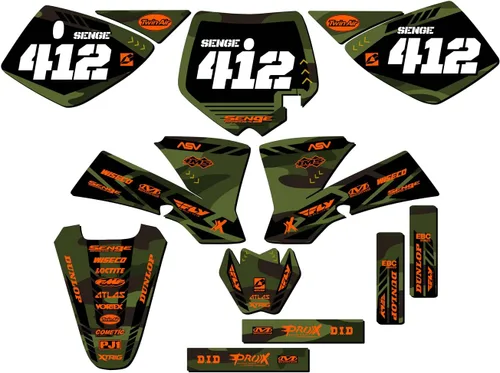 Miniatura 2 de 2002-2008 SX 50 APACHE Green Senge Kit de base gráfica compatible con KTM
