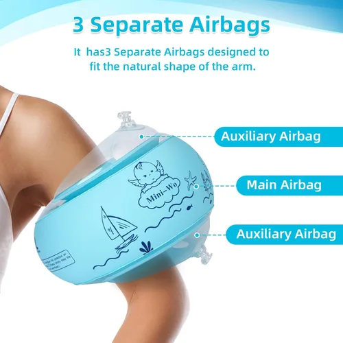 Miniatura 2 de Flotadores inflables de brazo para niños, bandas de brazo de natación rosa y azul para piscina, flotadores de brazo para piscina, alas de agua