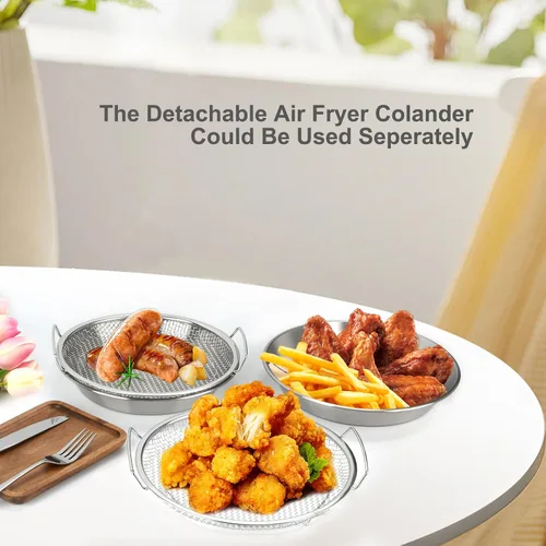 Miniatura 5 de Bandeja de filtro de aceite, coladores de malla de acero inoxidable, accesorios para freidora de aire, estante de drenaje de alimentos fritos