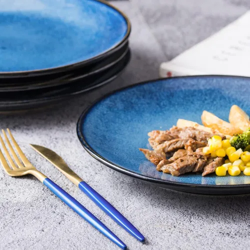 Miniatura 5 de UNICASA Juego de 4 platos de cerámica para postre, platos reactivos de 8 pulgadas para aperitivos, aperitivos, ensaladas, platos para servir, aptos