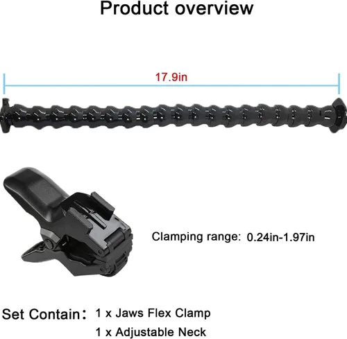 Miniatura 6 de FiTSTILL Soporte de Abrazadera Flexible Jaws con Cuello de Ganso Ajustable de 19 Secciones Compatible con Go Pro Hero
