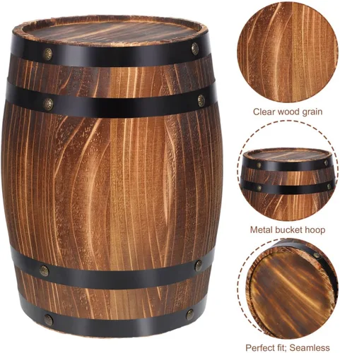 Miniatura 5 de Kichvoe - Mini adorno de madera para decoración de whisky Tabletop Carbonized Barrel No Paint, Vintage Rivet Decor, Not For Liquor Storage, Party