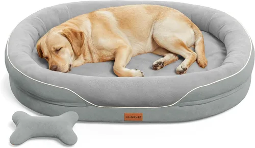 Miniatura 11 de CWAWZ Cama ortopédica XL para perro, cama extragrande para perros, sofá para perros de gran tamaño con refuerzos envolventes completos, cama Gris