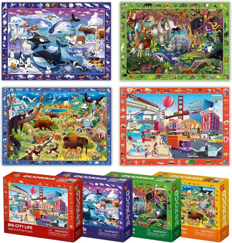 Miniatura 9 de QUOKKA Rompecabezas para niños de 4 a 6 años - 4 x 60 rompecabezas para niños pequeños de 5 a 8 años - Juguetes educativos de busca y encuentra