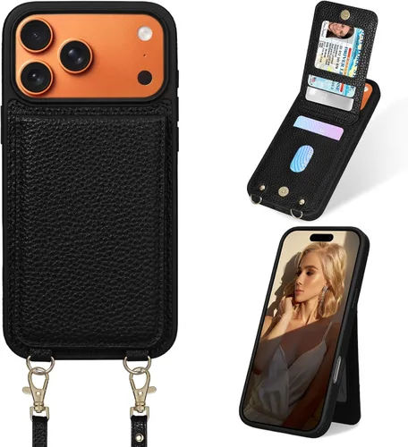 Miniatura 40 de Funda para iPhone 14 Pro Max de 6.7'', Funda Cartera Cruzada Desmontable con Ranuras para Tarjetas con Bloqueo RFID, Soporte de Anillo de 360°