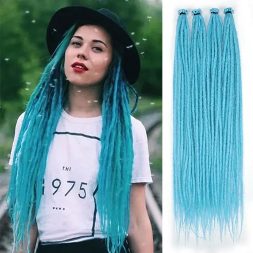 Miniatura 24 de Kraler - Extensiones de rastas de 22 pulgadas con 40 hebras, trenzadas a mano, estilo reggae, de color blanco perla, sintéticas, de 0,6 cm de ancho